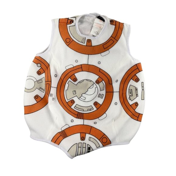 Star Wars BB-8 Costume Toddler 3T-4T White Orange Fleece Hat Set Disney Suit - Picture 3 of 11